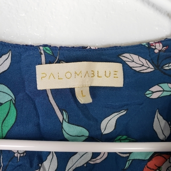 Paloma Blue Fiesta Wrap Silk Long Sleeve Mini Dress L - Picture 7 of 7